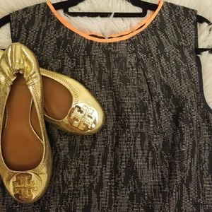 Elie Tahari Brown Midi Shift Dress. Size 14.